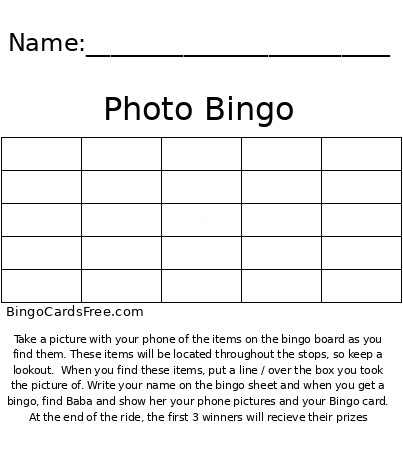Photo Bingo Card 2