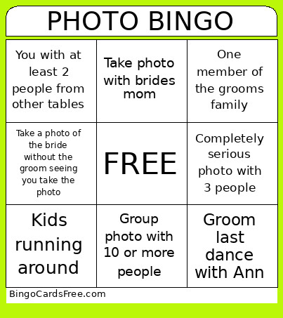 PHOTO Bingo Card