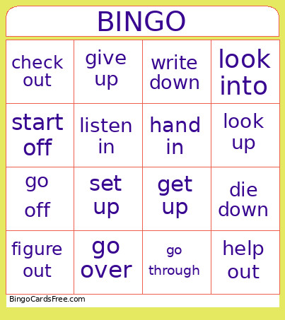 Phrasal Verbs Bingo Card