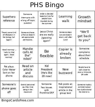 PHS 2025-2026 Bingo