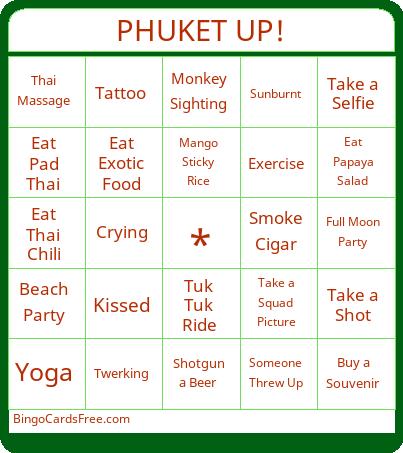 PHUKET UP! Bingo