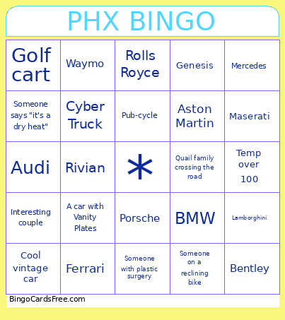 PHX Bingo Card