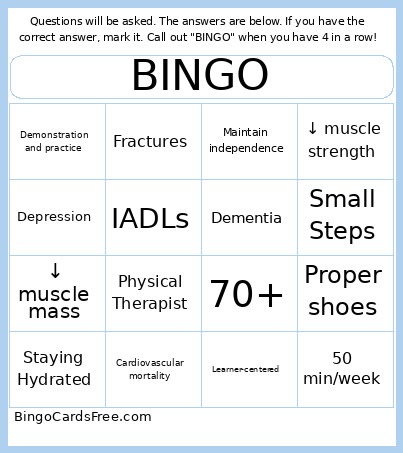 Physical Bingo Card