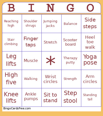 Physical Therapy Bingo Card