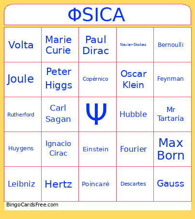 Physics Bingo Card