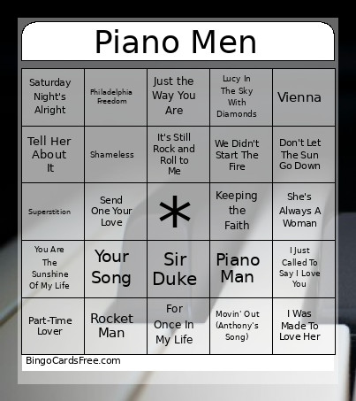 Piano Men Bingo Card