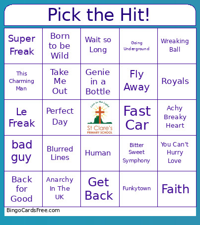 Pick The Hit! Bingo Card