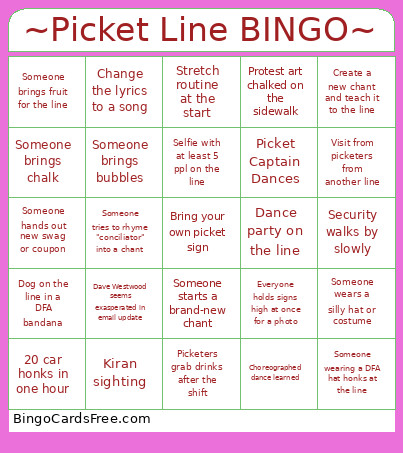 ~Picket Line ~ Bingo Card