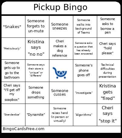 Pickup Bingo Card 2