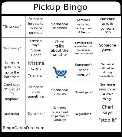 Pickup Bingo Card