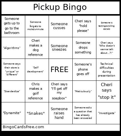 Pickup Bingo Chris