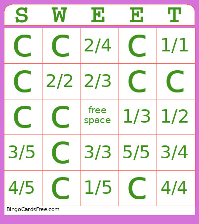 Pieces Of Sweetness Bingo Card