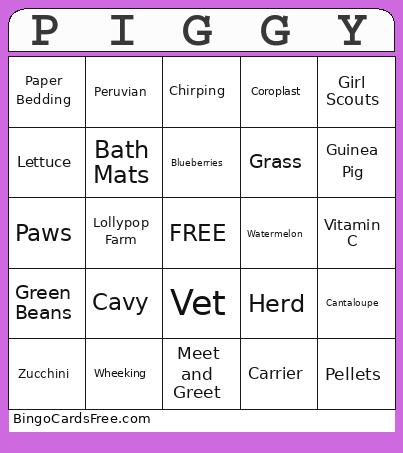 PIGGY Bingo Card