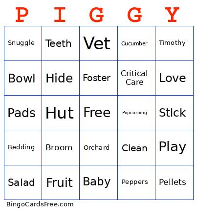 Piggy Games Bingo