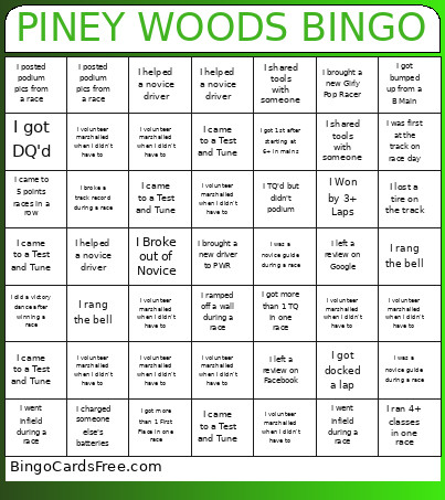 PINEY WOODS Bingo Card