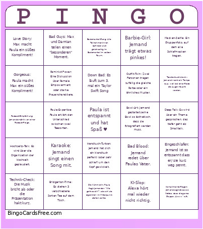 Pingo Bingo Card