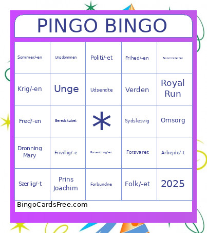 PINGO Bingo Card