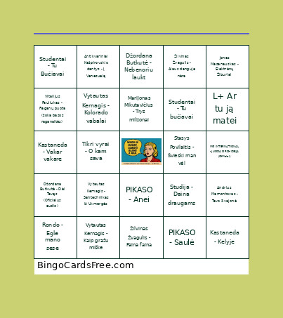 Pirmas Testa Bingo Card