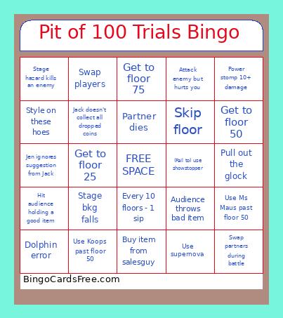 Pit of 100 Trials Bingo