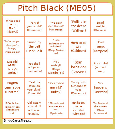Pitch Black (ME05) Bingo Card