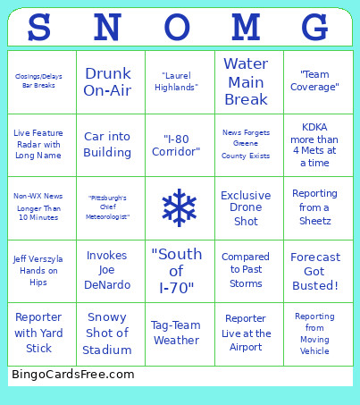 Pittsburgh Winter Storm 2026 Bingo Card