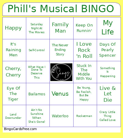PJ. .70.No.3a Bingo Card