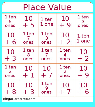 Place Value Bingo Card