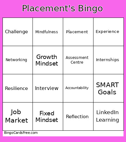 Placement's Bingo Card