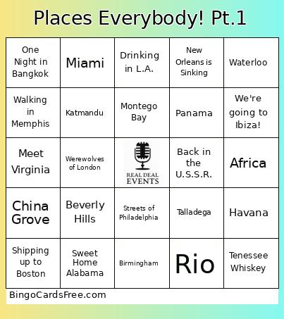 Places Everybody! Pt.1 Bingo