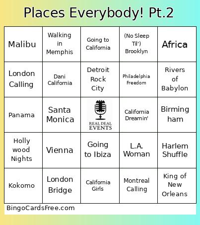 Places Everybody! Pt.2 Bingo