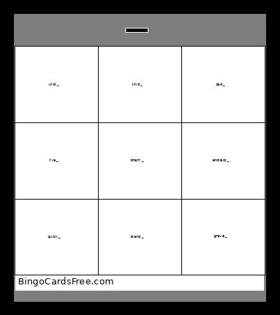 Plain Bingo Card