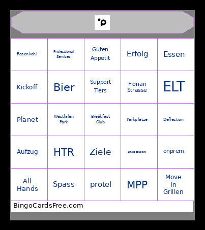 Planet Bingo Card