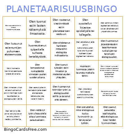 PLANETAARISUUS Bingo Card