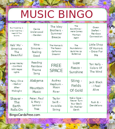 Plant A Seed Read Music Bingo Card