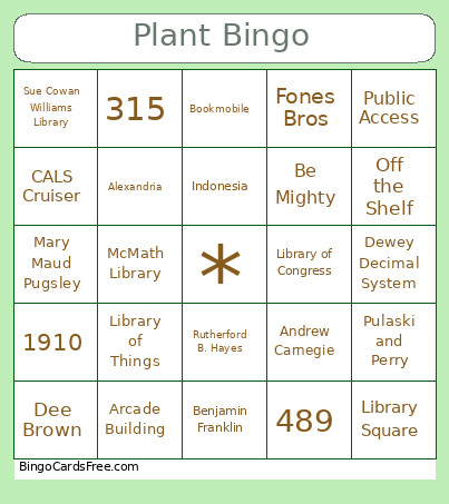 Plant Bingo Card