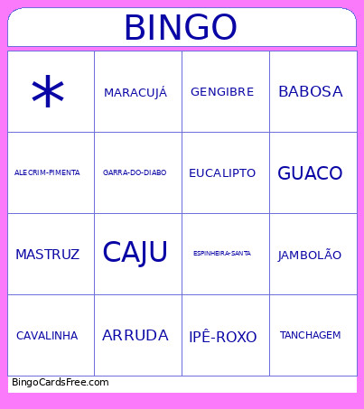 PLANTAS MEDICINAIS Bingo Card