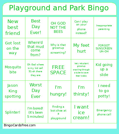 Playground And Park Bingo Card