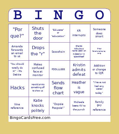 PLC Bingo Card