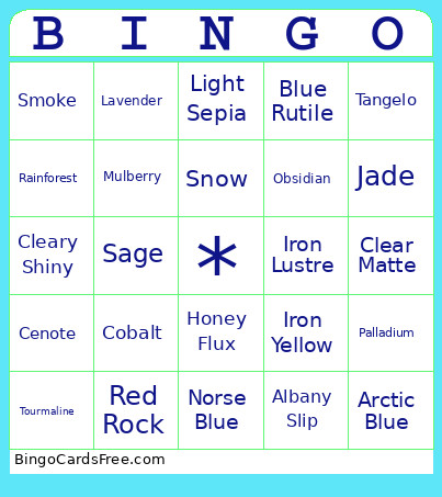 PLOE Pottery Bingo Card
