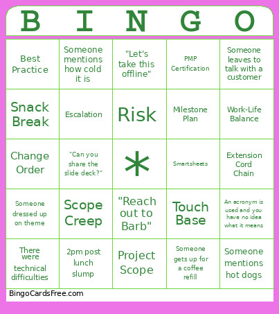 Pm Bingo Card