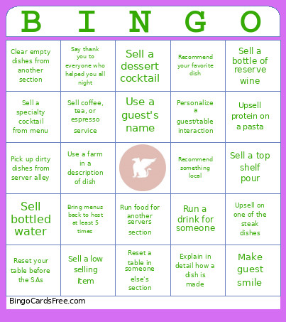 PM Servers Bingo Card