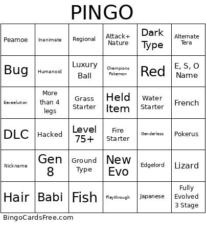 PMINGO Bingo Card