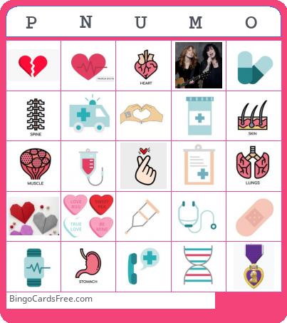 PNUMO Bingo Cards Free Pdf Printable Game, Title: PNUMO