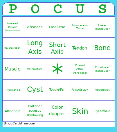 POCUS Bingo Card