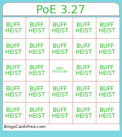 PoE 3.27 Bingo Card