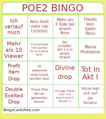 POE2 Bingo Card