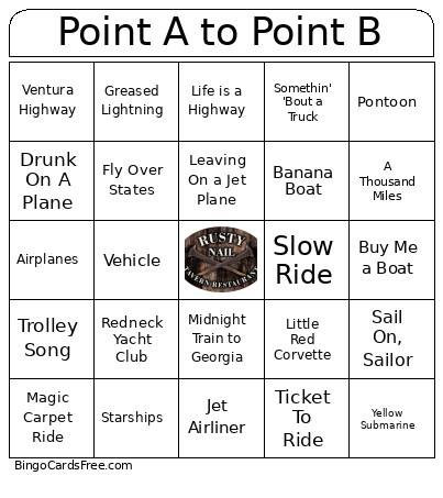 Point A To Point B Bingo Card