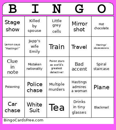 Poirot Bingo Card