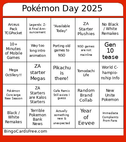Pokémon Day 2025 Bingo Cards Free Pdf Printable Game, Title: Pokémon Day 2025