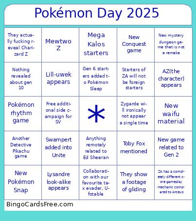 Pokémon Day 2025 Bingo Cards Free Pdf Printable Game, Title: Pokémon Day 2025